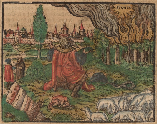 c. 1500 by German 16th Century (Moses and the Burning Bush), 16X12"(A3)Poster Print