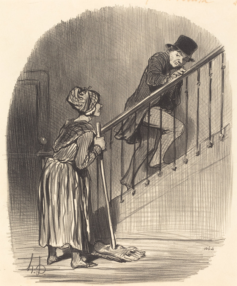 Ma femme est-elle a la maison? by Honoré Daumier (French, 1808 - 1879), 16X12"(A3)Poster Print