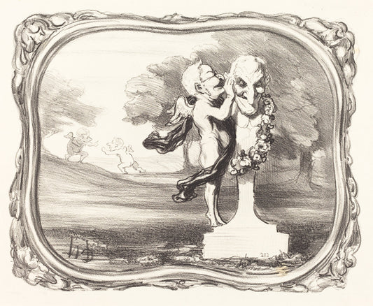 Le Secret confié au dieu faune by Honoré Daumier (French, 1808 - 1879), 16X12"(A3)Poster Print