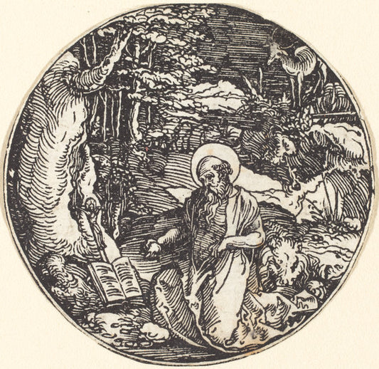 Saint Jerome in Penitence by Attributed to Hans Springinklee (German, active 1512/1522), 16X12"(A3)Poster Print