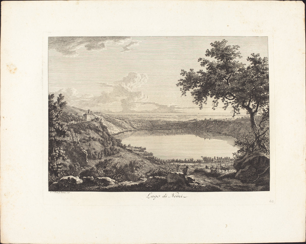 Lago di Nemi by Albert Christoph Dies (Austrian, 1755 - 1822), 16X12"(A3)Poster Print