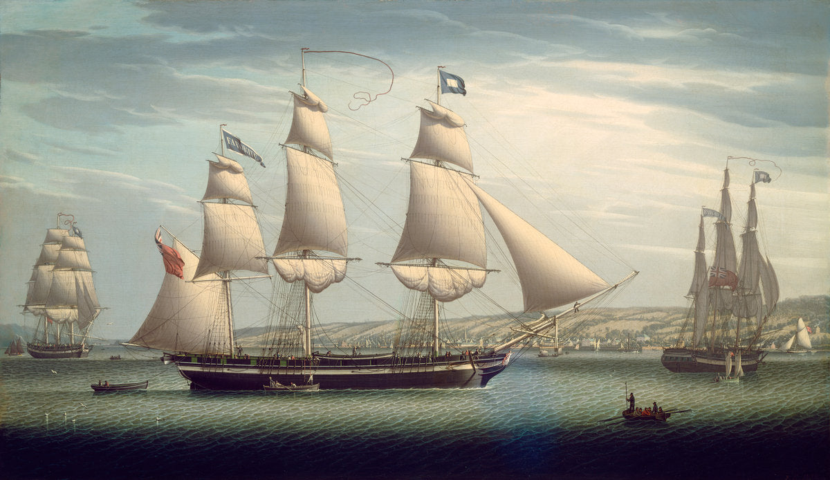 The Ship "Favorite" Maneuvering Off Greenock by Robert Salmon (American, born England, 1775 - c. 1845), 16X12"(A3)Poster Print