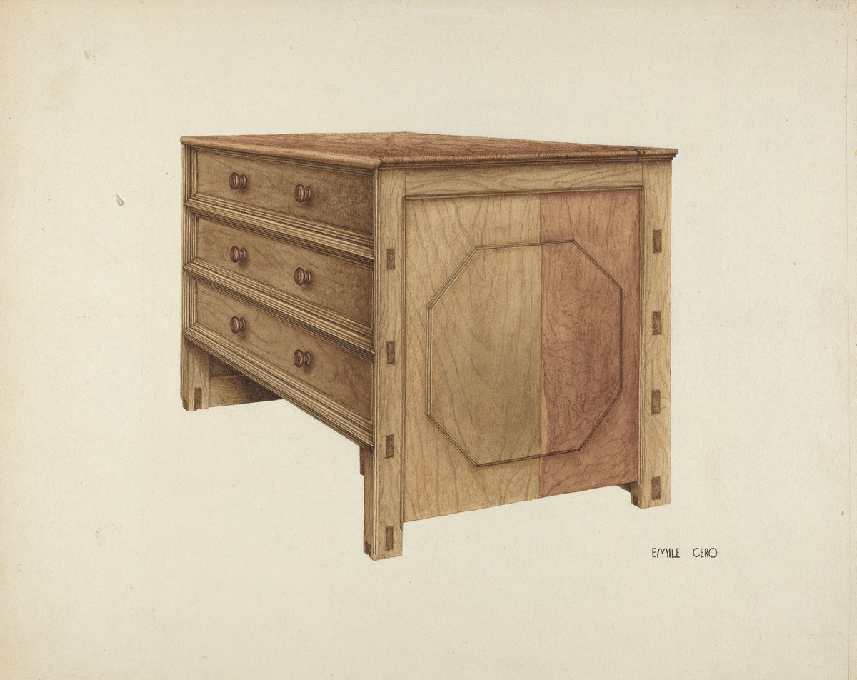 Wooden Chest by Emile Cero (American, active c. 1935), 16X12"(A3)Poster Print