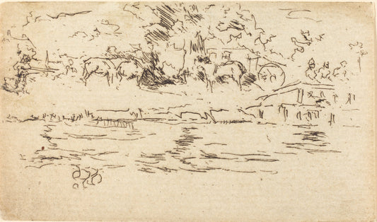 The Towing-Path by James McNeill Whistler (American, 1834 - 1903), 16X12"(A3)Poster Print