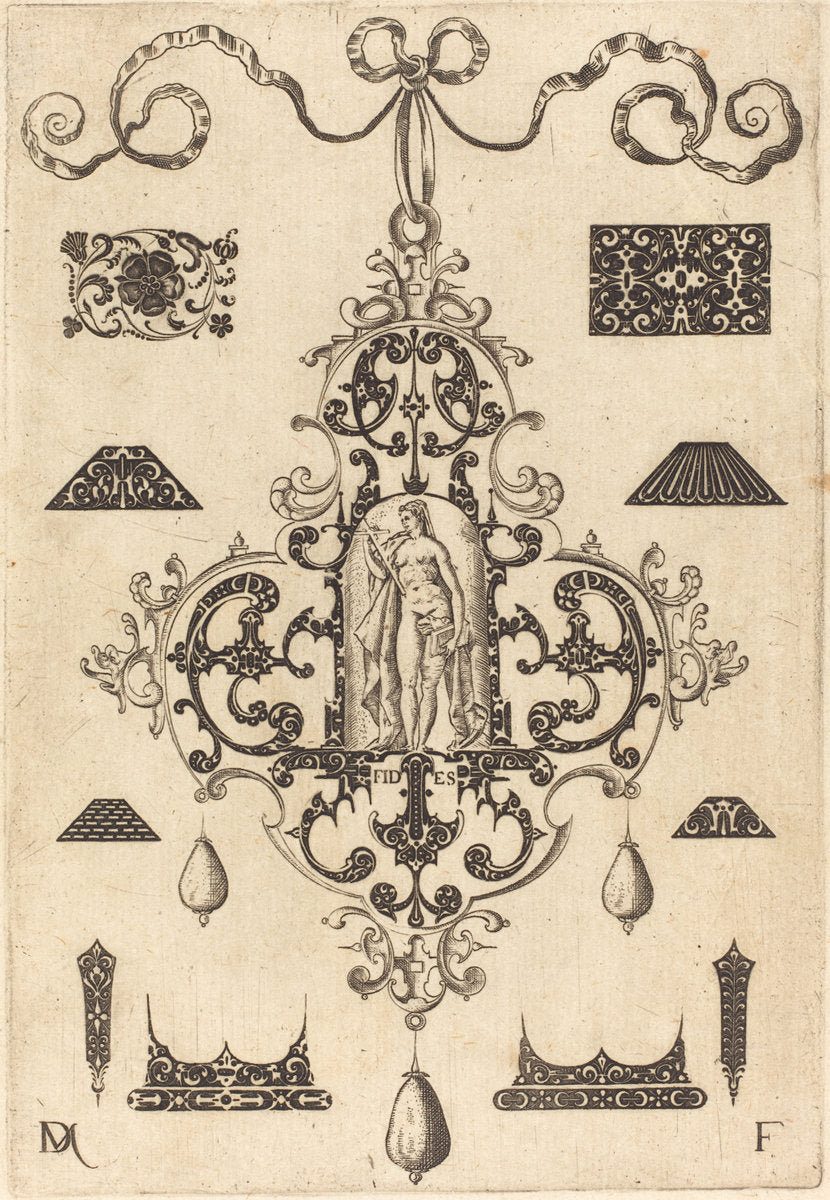 Large Pendant, Faith Standing at Centre by Daniel Mignot (German, active 1593/1596), 16X12"(A3)Poster Print