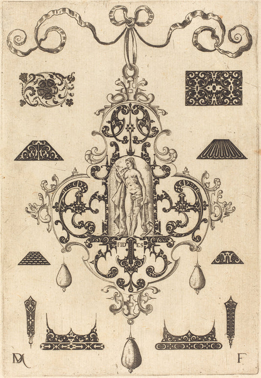Large Pendant, Faith Standing at Centre by Daniel Mignot (German, active 1593/1596), 16X12"(A3)Poster Print