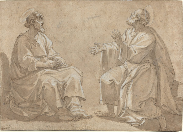 17th century by French 17th Century (Two Seated Saints), 16X12"(A3)Poster Print