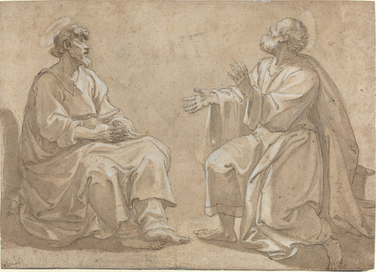 17th century by French 17th Century (Two Seated Saints), 16X12"(A3)Poster Print