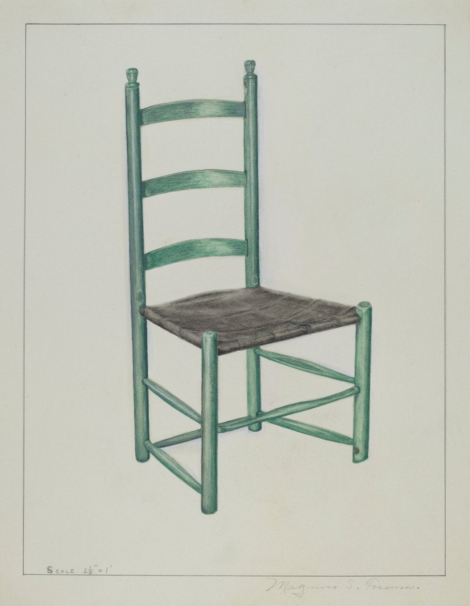 Ladder Back Chair - Called "Jolting Chair" by Magnus S. Fossum (American, 1888 - 1980), 16X12"(A3)Poster Print