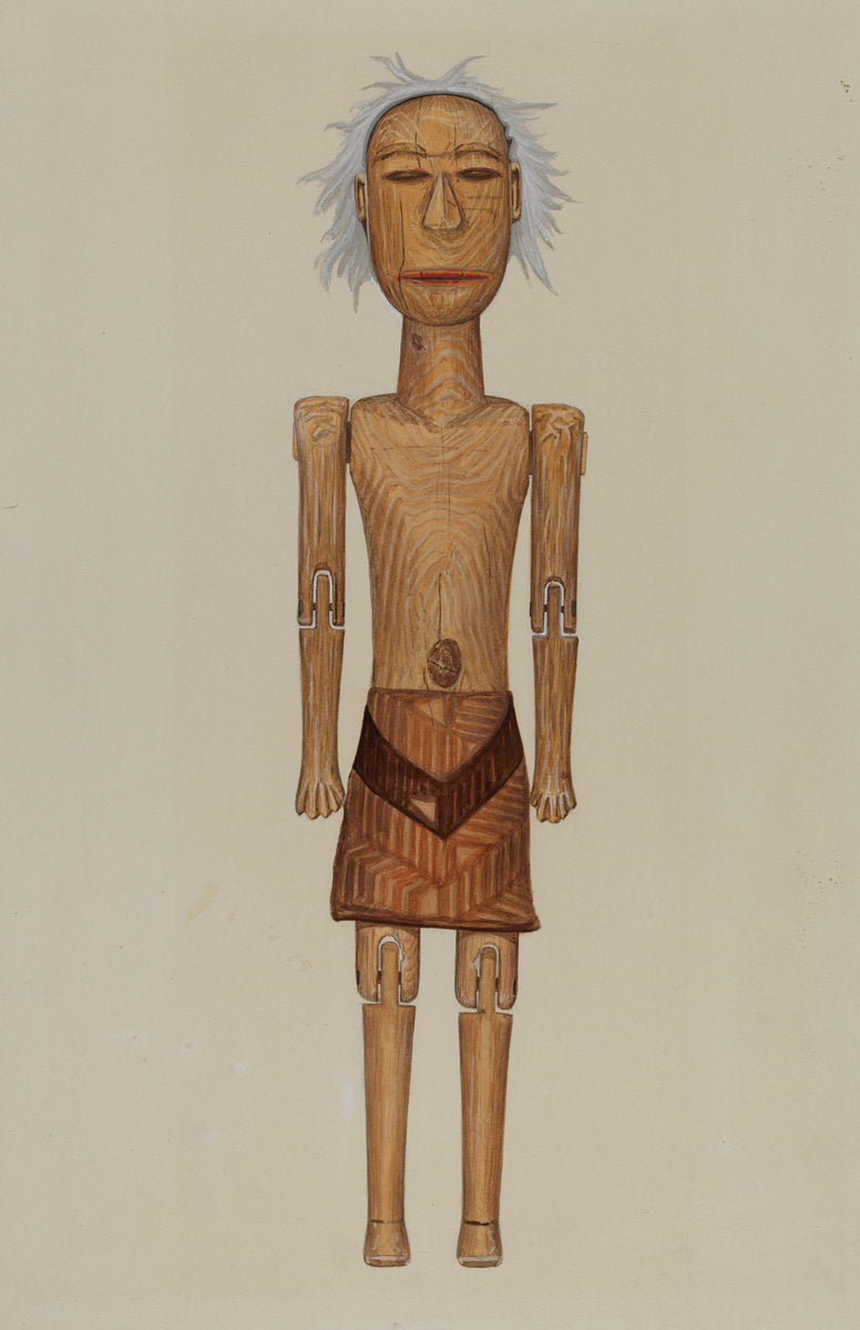 Wooden Indian Doll by Rex F. Bush (American, active c. 1935), 16X12"(A3)Poster Print