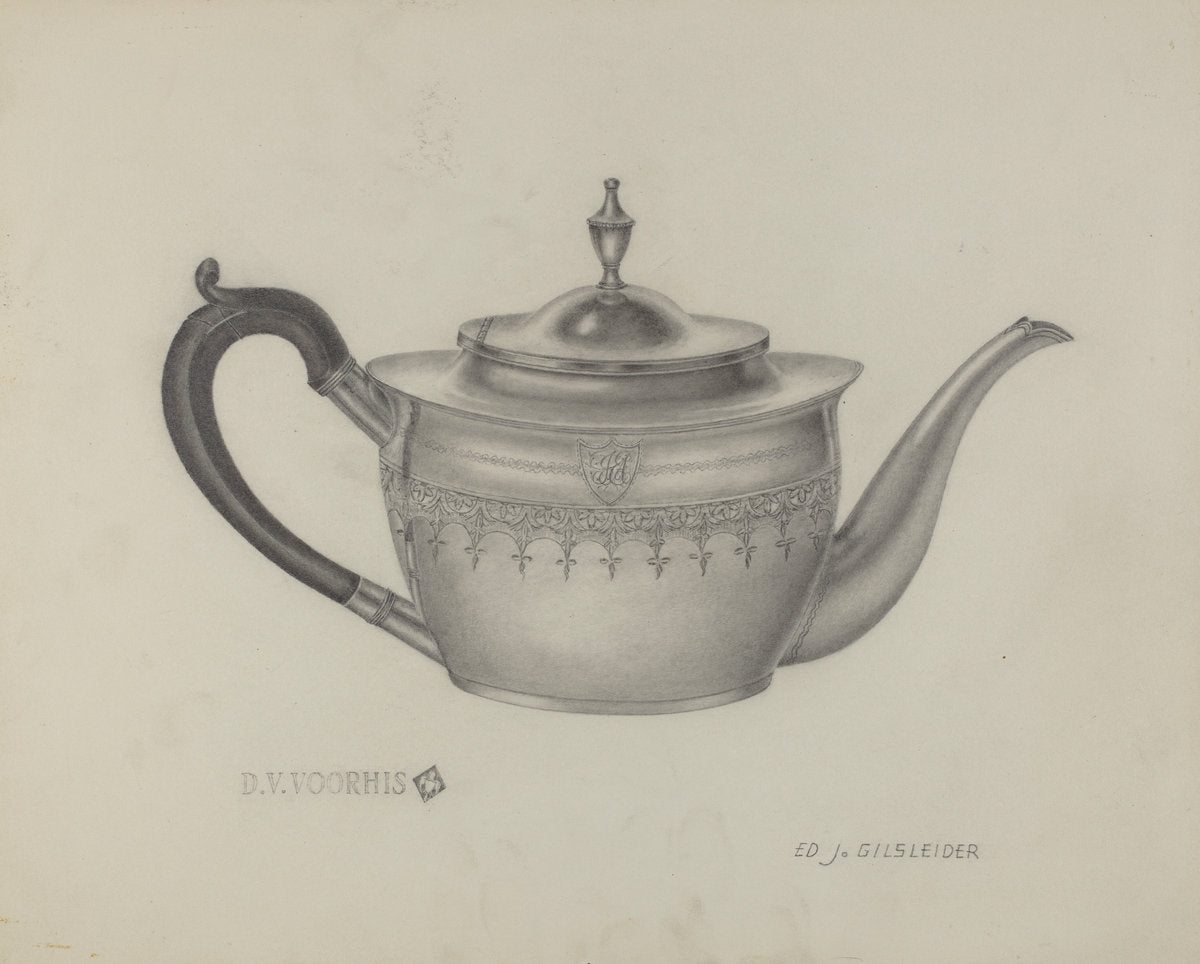 Silver Teapot by E.J. Gilsleider (American, active c. 1935), 16X12"(A3)Poster Print