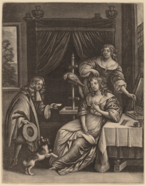 Boy Delivering a Letter to a Woman by Jan van Somer (Dutch, 1645 - 1699 or after), 16X12"(A3)Poster Print