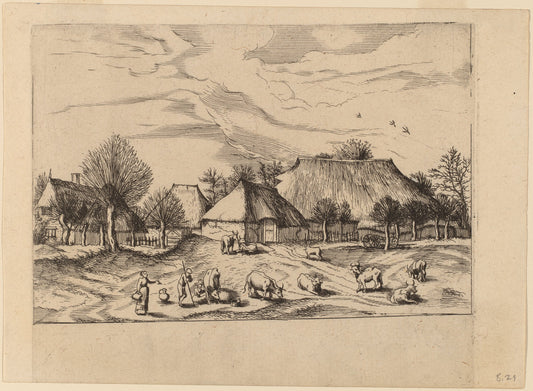 Farms by Johannes and Lucas van Doetechum after Master of the Small Landscapes (Dutch, died 1605), 16X12"(A3)Poster Print