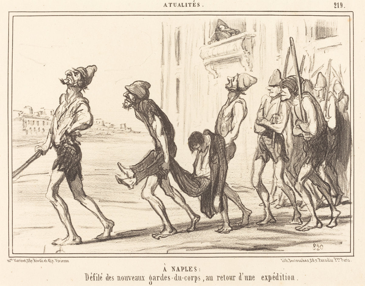 A Naples: Défilé des... gardes-du-corps... by Honoré Daumier (French, 1808 - 1879), 16X12"(A3)Poster Print