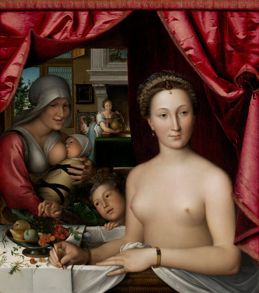A Lady in Her Bath by François Clouet (French, before 1520 - 1572), 16X12"(A3)Poster Print