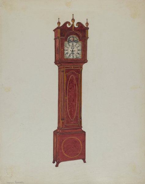 Clock, Tall by Virginia Richards (American, active c. 1935), 16X12"(A3)Poster Print