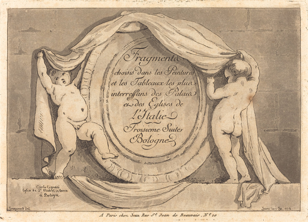 Oval Design by Jean Claude Richard de Saint-Non after Jean-Honoré Fragonard after Carlo Cignani (French, 1727 - 1791), 16X12"(A3)Poster Print