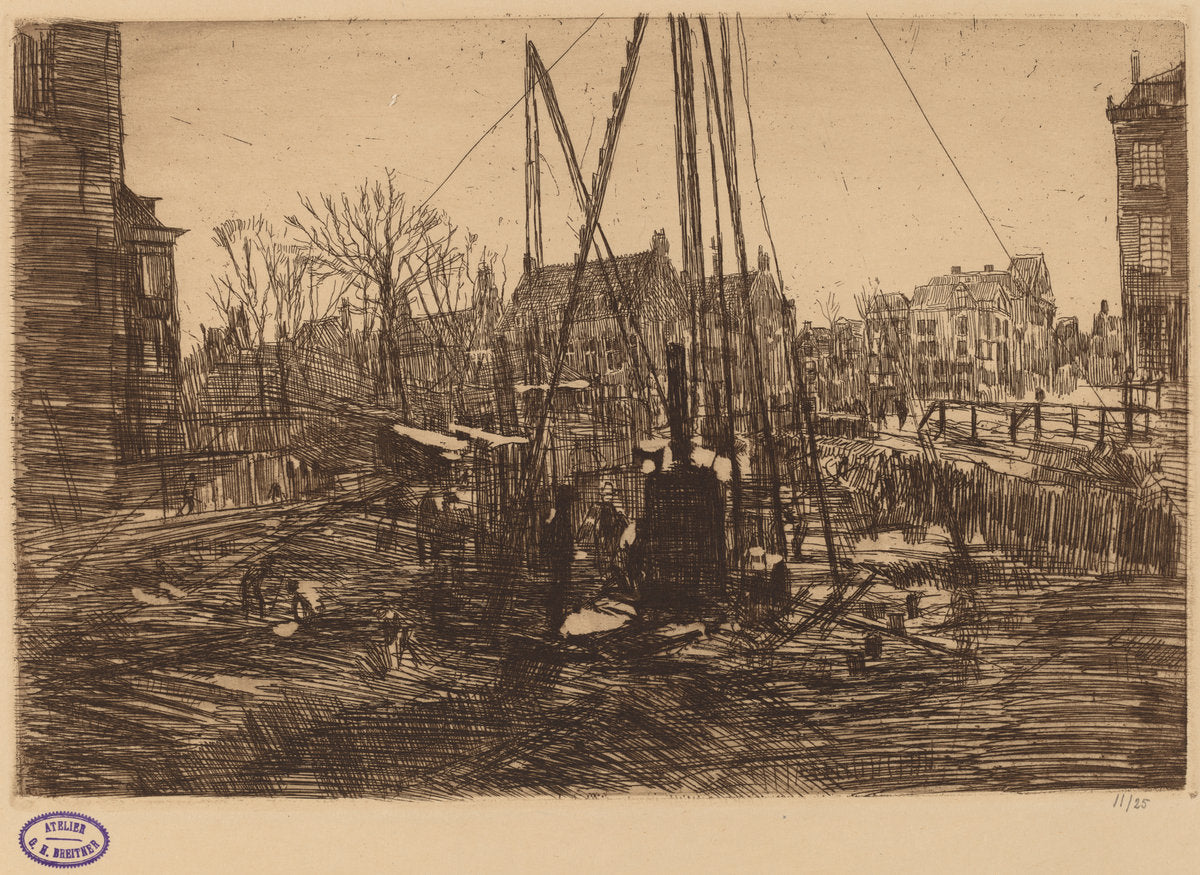 Scene in a Dutch City with Pile Driver in Foreground by George Hendrik Breitner (Dutch, 1857 - 1923), 16X12"(A3)Poster Print