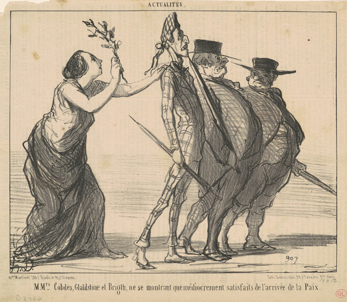 Mmrs. Cobden, Gladsone et Brigth ... by Honoré Daumier (French, 1808 - 1879), 16X12"(A3)Poster Print