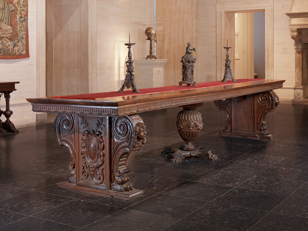 c. 1500 by Italian 16th Century (Large Walnut Table with Uberti Arms), 16X12"(A3)Poster Print