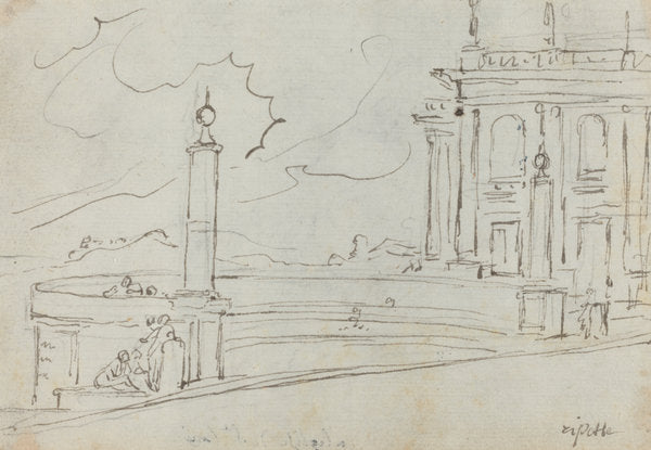 The Ripetta in Rome [verso] by Augustin Pajou (French, 1730 - 1809), 16X12"(A3)Poster Print