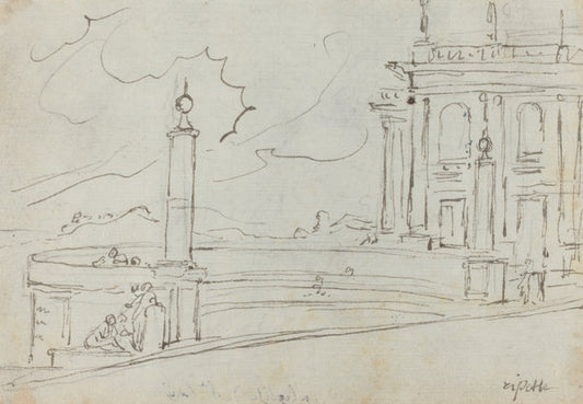 The Ripetta in Rome [verso] by Augustin Pajou (French, 1730 - 1809), 16X12"(A3)Poster Print