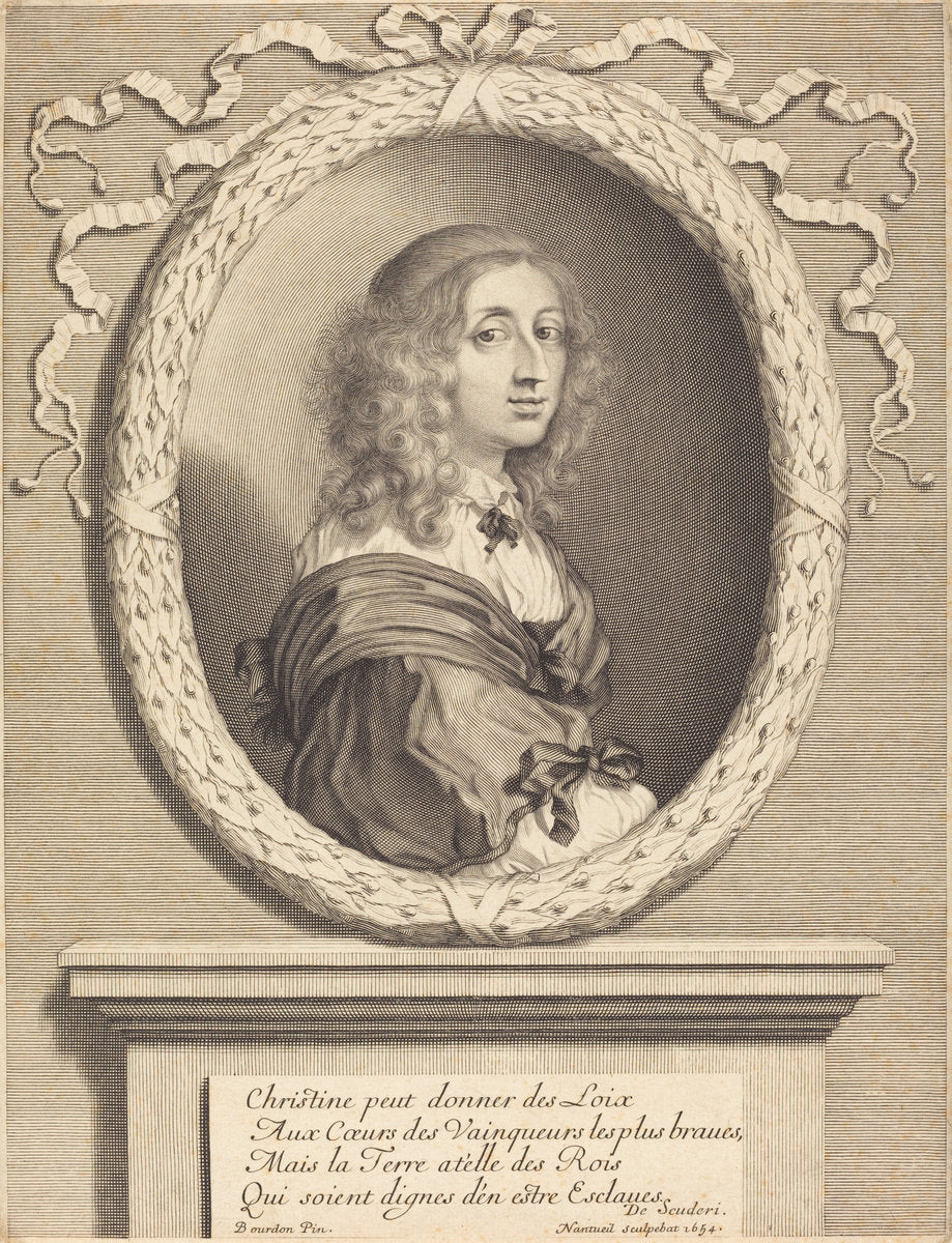 Christina, Queen of Sweden by Robert Nanteuil after Sébastien Bourdon (French, 1623 - 1678), 16X12"(A3)Poster Print