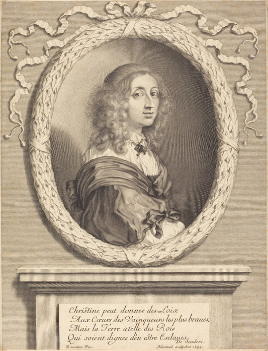 Christina, Queen of Sweden by Robert Nanteuil after Sébastien Bourdon (French, 1623 - 1678), 16X12"(A3)Poster Print