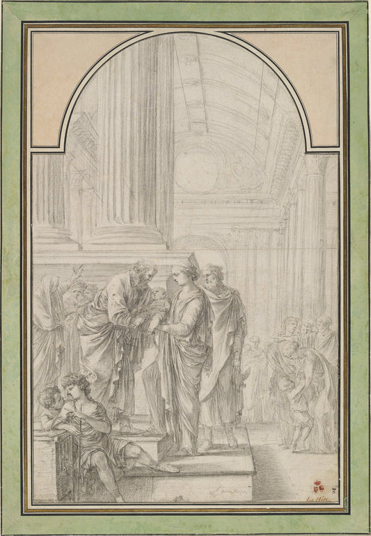 The Presentation in the Temple by Laurent de La Hyre (French, 1606 - 1656), 16X12"(A3)Poster Print