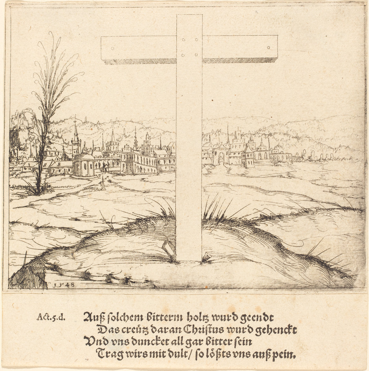 The Cross of Christ by Augustin Hirschvogel (German, 1503 - 1553), 16X12"(A3)Poster Print