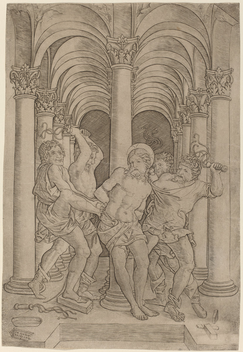 Flagellation by Giovanni Antonio da Brescia (Italian, active c. 1490 - 1525 or after), 16X12"(A3)Poster Print