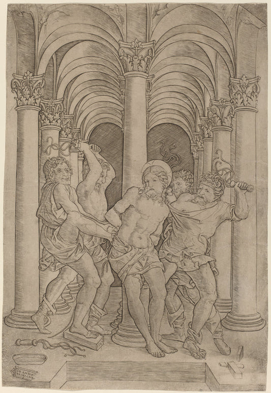 Flagellation by Giovanni Antonio da Brescia (Italian, active c. 1490 - 1525 or after), 16X12"(A3)Poster Print