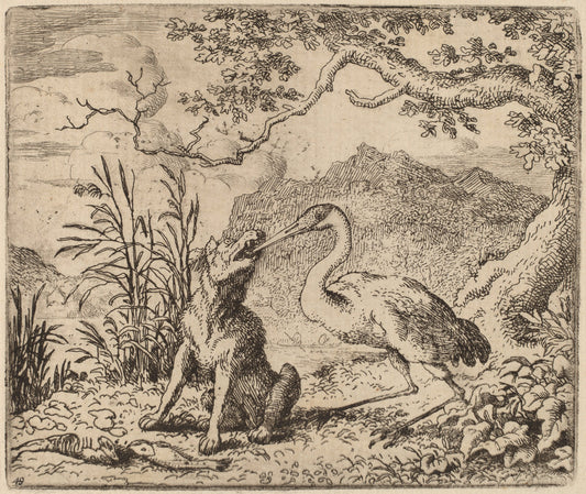 The Wolf and the Crane by Allart van Everdingen (Dutch, 1621 - 1675), 16X12"(A3)Poster Print
