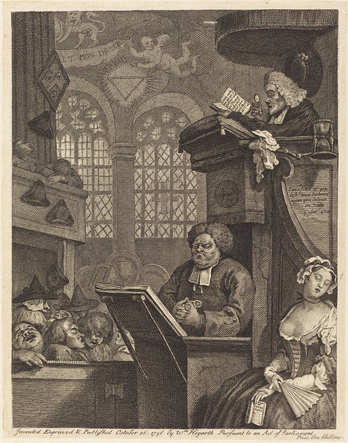 The Sleeping Congregation by William Hogarth (English, 1697 - 1764), 16X12