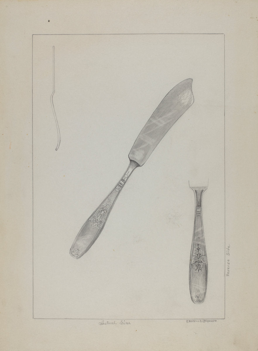 Silver Knife (Rogers Silverware) by Ludmilla Calderon (American, active c. 1935), 16X12"(A3)Poster Print