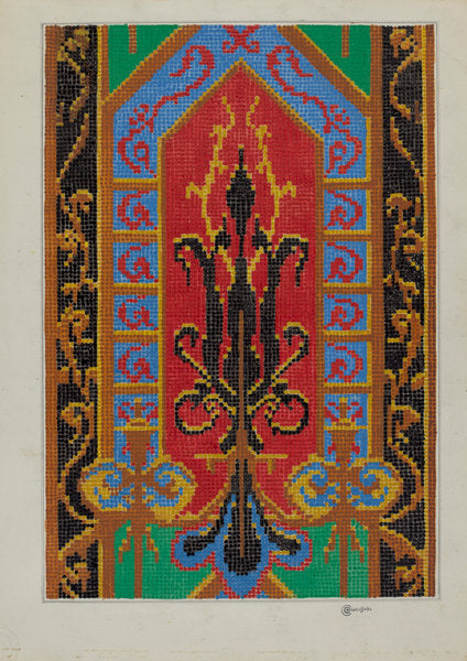 Needlepoint Tapestry by Cornelius Christoffels (American, active c. 1935), 16X12"(A3)Poster Print