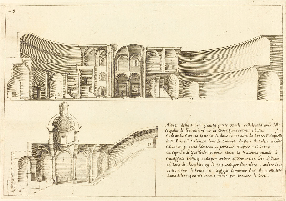 Elevation of the Chapel of the Invention of the Cross by Jacques Callot (French, 1592 - 1635), 16X12"(A3)Poster Print