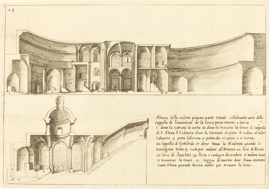 Elevation of the Chapel of the Invention of the Cross by Jacques Callot (French, 1592 - 1635), 16X12"(A3)Poster Print
