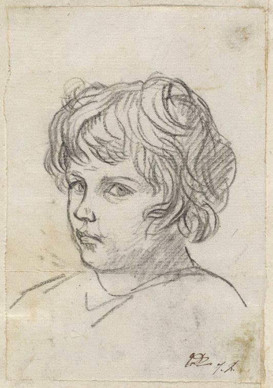 Head of a Boy by Jacques-Louis David (French, 1748 - 1825), 16X12"(A3)Poster Print