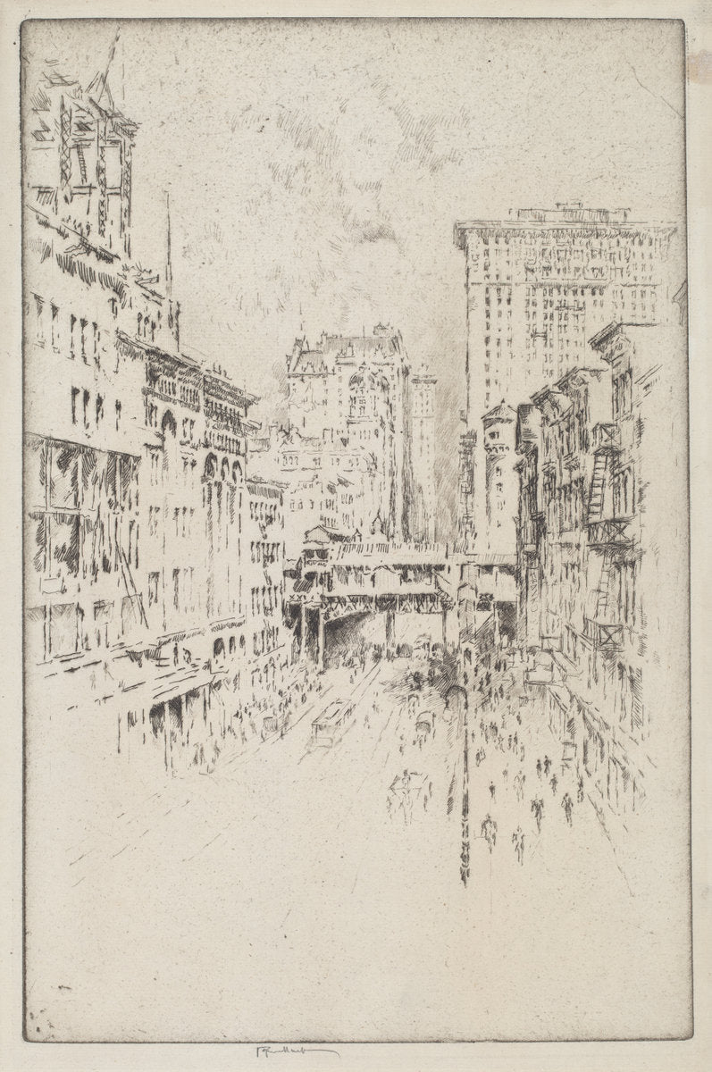 Forty-Second Street by Joseph Pennell (American, 1857 - 1926), 16X12"(A3)Poster Print