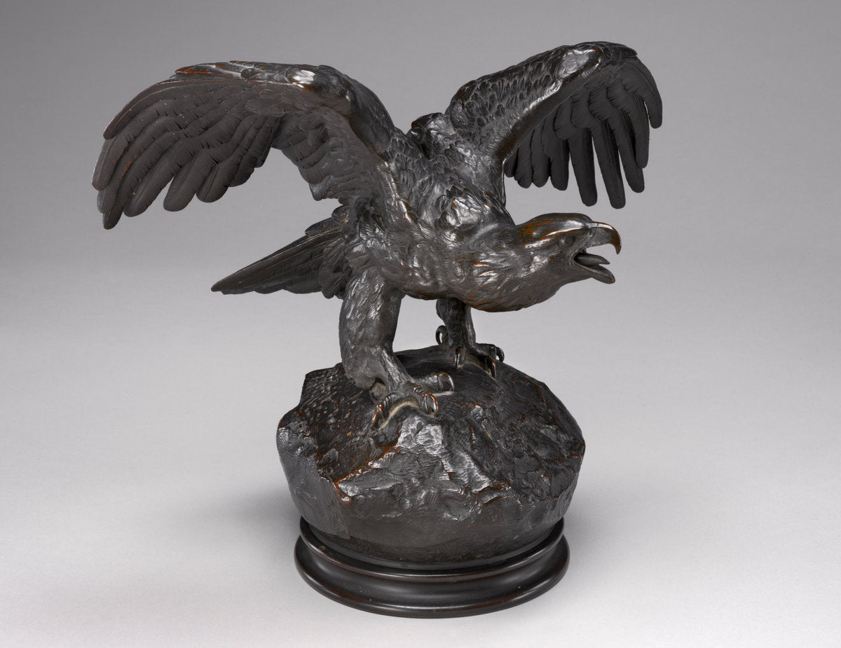 Eagle with Wings Outstretched and Open Beak by Antoine-Louis Barye (French, 1795 - 1875), 16X12"(A3)Poster Print