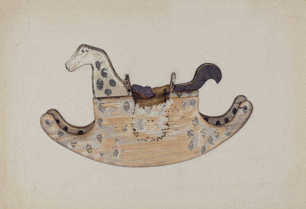 Wooden Rocking Horse by Laura Bilodeau (American, 1896 - 1982), 16X12"(A3)Poster Print