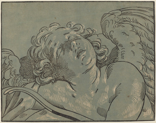 Cupid Asleep by Bartolomeo Coriolano after Guido Reni (Italian, active 1627/1653), 16X12"(A3)Poster Print