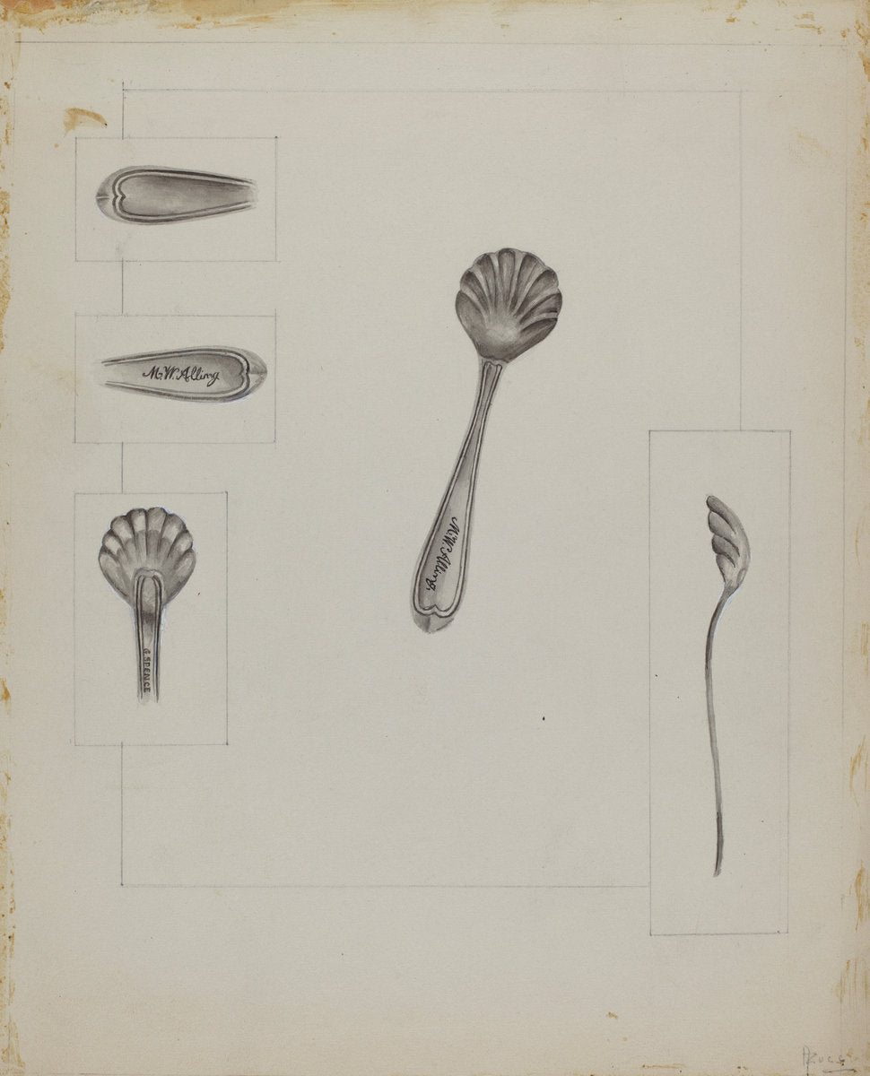 Silver Sugar Spoon by Anthony Zuccarello (American, active c. 1935), 16X12"(A3)Poster Print