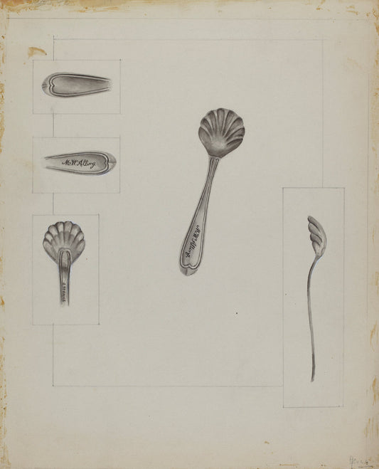 Silver Sugar Spoon by Anthony Zuccarello (American, active c. 1935), 16X12"(A3)Poster Print