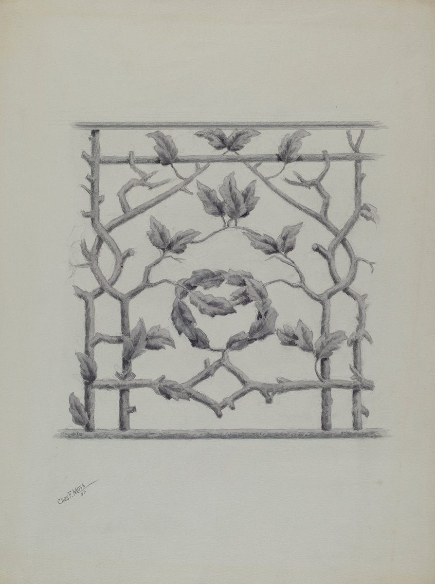 Porch Railing by Charles Moss (American, active c. 1935), 16X12"(A3)Poster Print