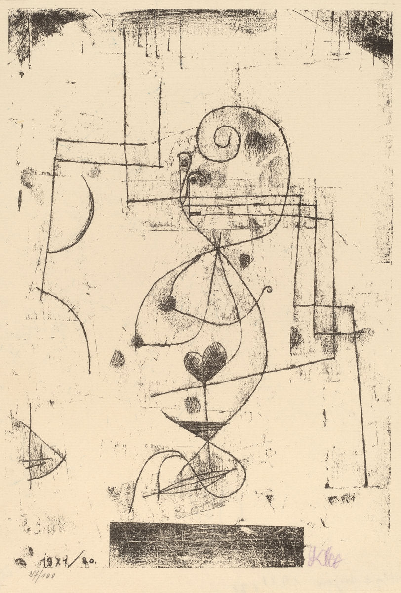 Queen of Hearts (Herzdame) by Paul Klee (Swiss, 1879 - 1940), 16X12"(A3)Poster Print
