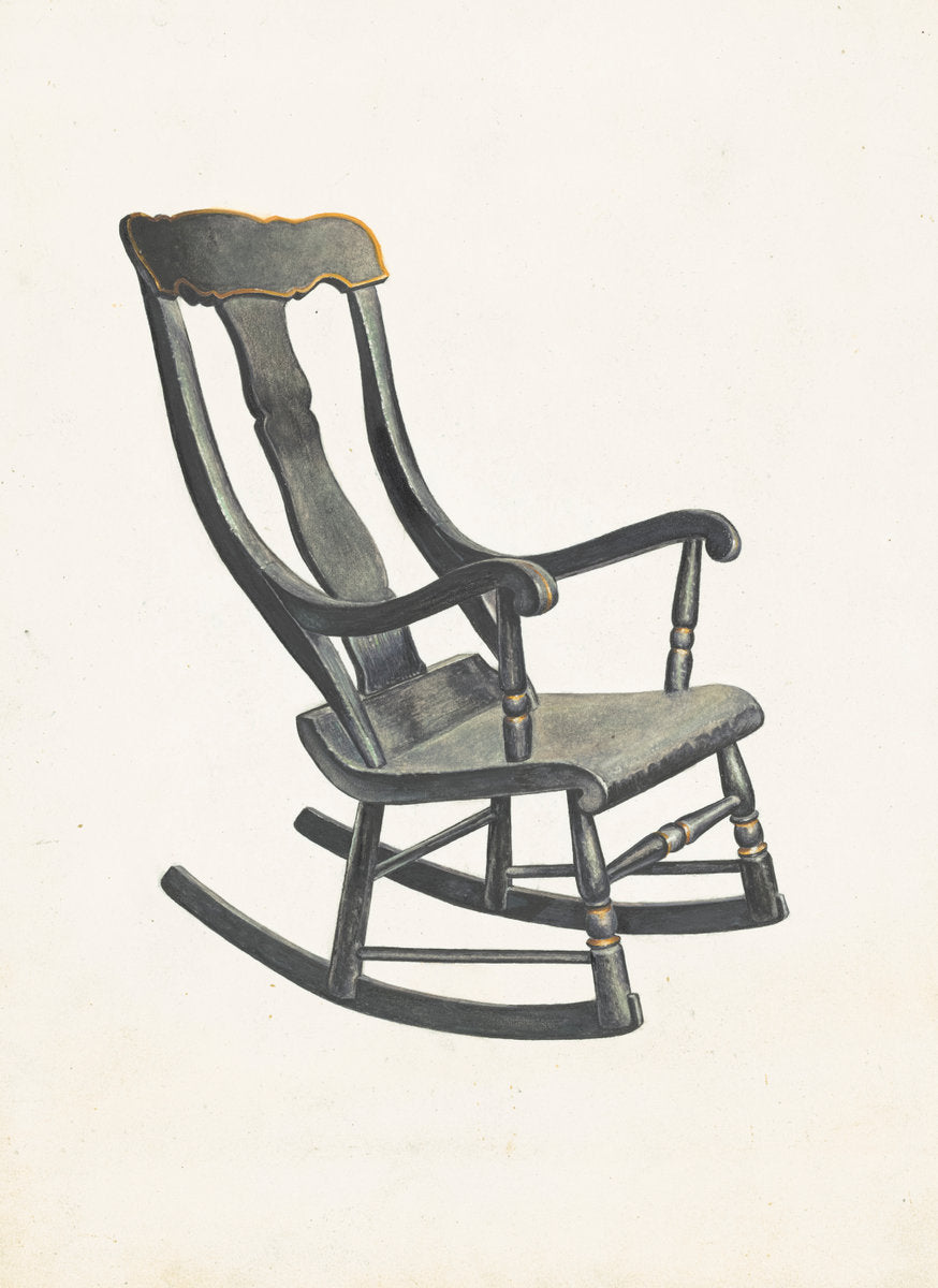 Rocking Chair (Square Back) by Robert Gilson (American, active c. 1935), 16X12"(A3)Poster Print