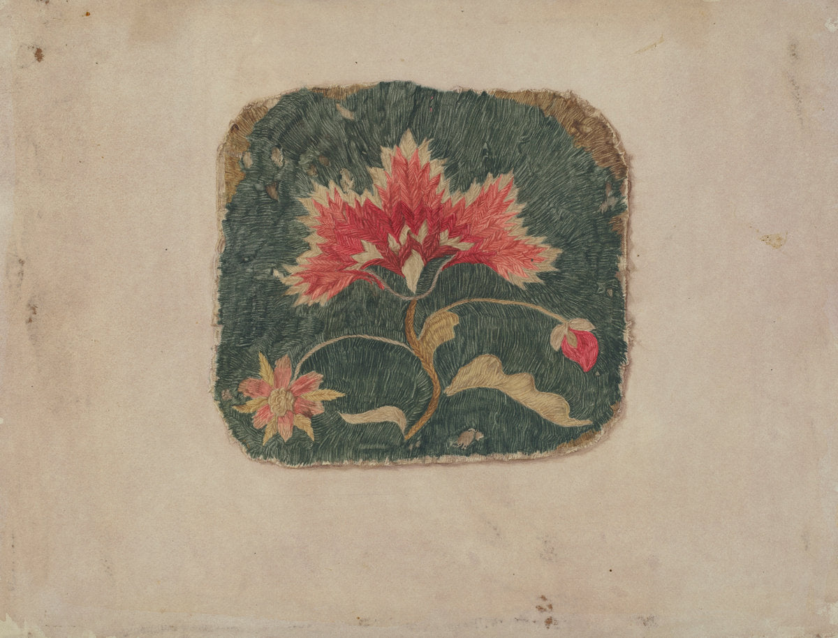 Piece of Crewel Embroidery by Phyllis Dorr (American, active c. 1935), 16X12"(A3)Poster Print