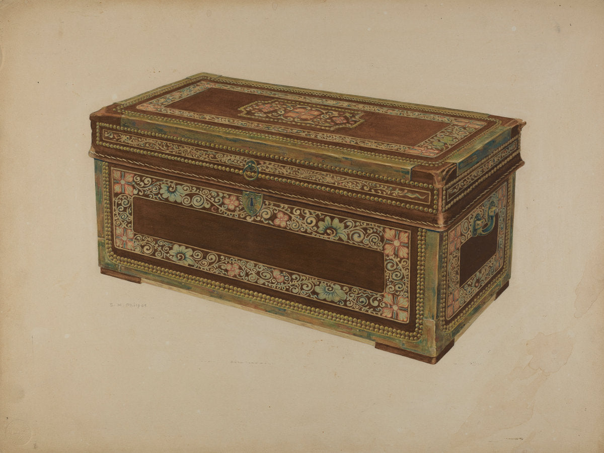 Pa. German Chest by Samuel Philpot (American, active c. 1935), 16X12"(A3)Poster Print